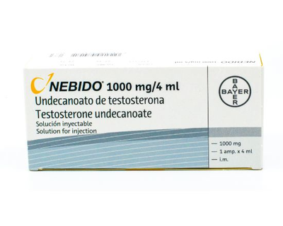 Nebido, 1000 mg/4 ml, I.M., 1 ampolla de